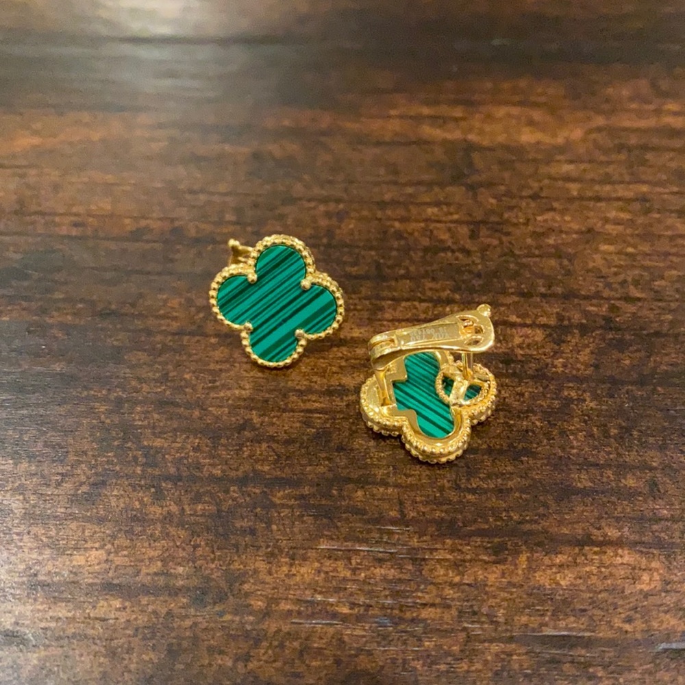 Clover malachite earrings